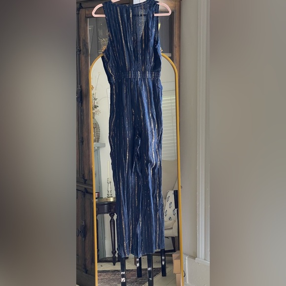 NWT Raga Dusk Till Dawn Boho Jumpsuit Navy with Gold Lurex Details Size Small - Picture 8 of 8